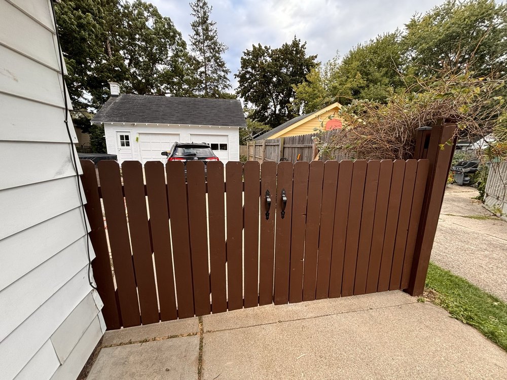 Custom wood gate installation built by Grand Rapids handyman